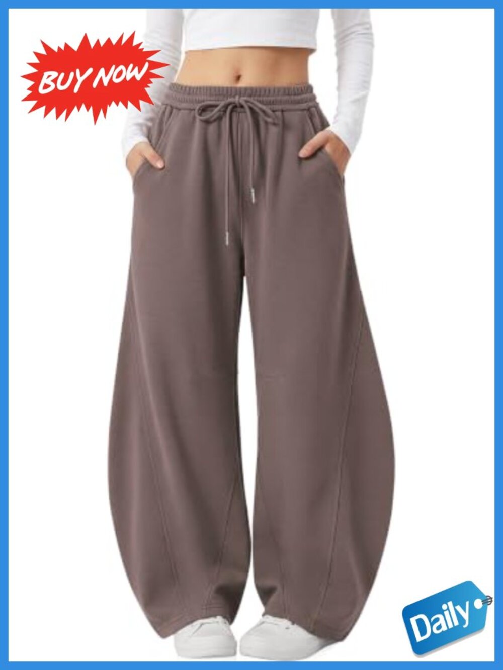 TARSE Barrel Sweatpants Wide Leg Elastic Waist Drawstring Lounge Pants
